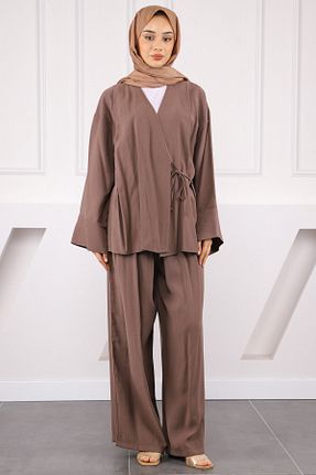 ست بالاتنه و پائین تنه حجاب قهوه ای زنانه رگولار İmajButik - کد 931963001