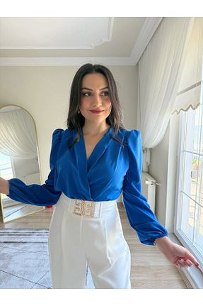 بلوز آبی زنانه ساده olina boutique - کد 929159974