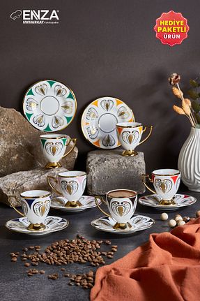 فنجان قهوه رنگی 6 نفره Enza - کد 901388775