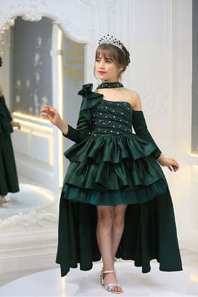 لباس مجلسی و فارغ التحصیلی خاکی بچه گانه ساتن Ribbon kids - کد 932649118
