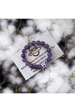 دستبند جواهر بنفش بچه گانه سنگ طبیعی devritarz - کد 844387194
