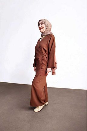 تونیک حجاب قهوه ای زنانه بافتنی ASES - کد 932677143