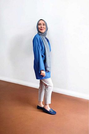 تونیک حجاب آبی زنانه بافتنی ASES - کد 932676948