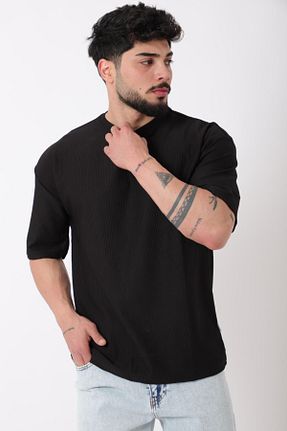 تیشرت مشکی مردانه اورسایز Stilkombin - کد 932028076