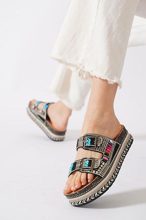 دمپائی خانگی مشکی زنانه پاشنه تخت Moda Pie - کد 932032261