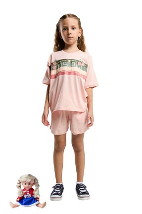 ست بالاتنه و پائین تنه صورتی بچه گانه بافت U.S. Polo Assn. - کد 932697602