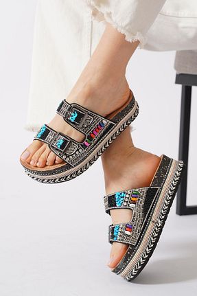 دمپائی خانگی مشکی زنانه پاشنه تخت Moda Pie - کد 932032261