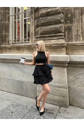 ست بالاتنه و پائین تنه مشکی زنانه پلی استر Şair - کد 933294881