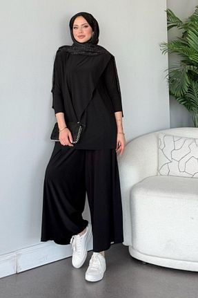 ست بالاتنه و پائین تنه حجاب مشکی رگولار Şulemoda Giyim - کد 932051181