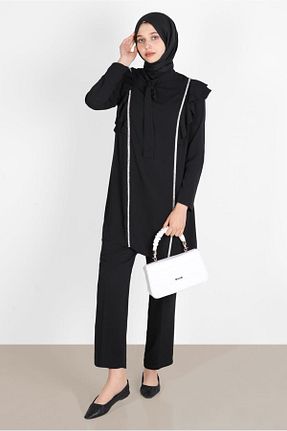 ست بالاتنه و پائین تنه حجاب مشکی زنانه رگولار Alvina - کد 805972048