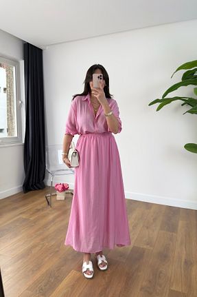 ست بالاتنه و پائین تنه صورتی زنانه پلی استر BİRCANÇİL - کد 932087713
