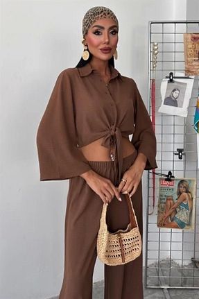 ست بالاتنه و پائین تنه قهوه ای زنانه پنبه ای Butik - کد 932810180