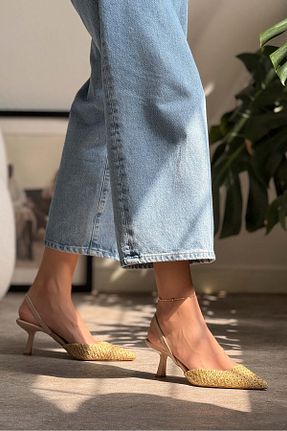 کفش پاشنه بلند کلاسیک بژ زنانه چرم مصنوعی NİŞANTAŞI SHOES - کد 727399340