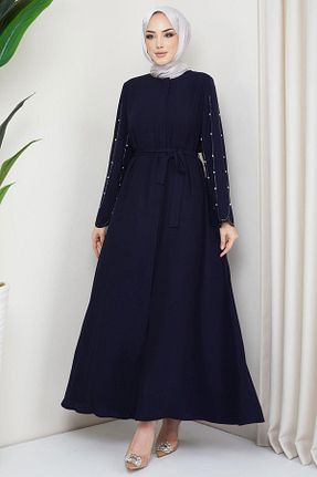 مانتو بلند حجاب سرمه ای زنانه hafsamina - کد 932095421