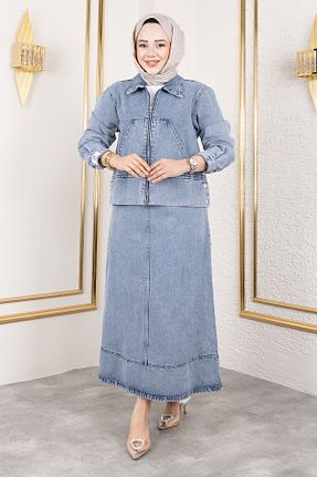 ست بالاتنه و پائین تنه حجاب سرمه ای رگولار Tesettür Dünyası - کد 932097871