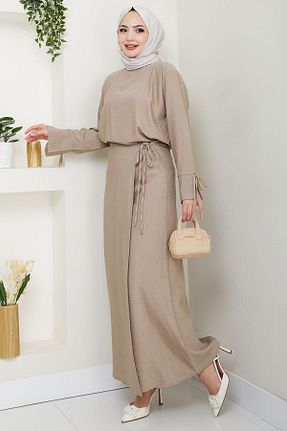 ست بالاتنه و پائین تنه حجاب بژ زنانه رگولار hafsamina - کد 932101599