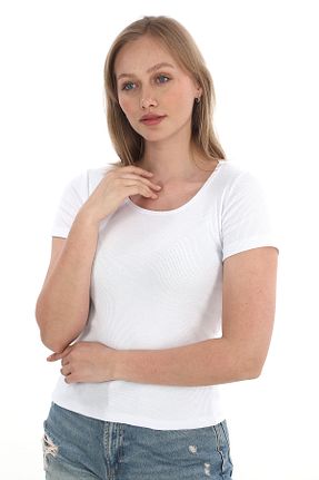 تیشرت سفید زنانه Fitted monox - کد 932099336