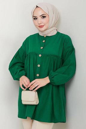 تونیک حجاب سبز زنانه پلی استر hafsamina - کد 932866564