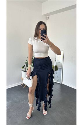 دامن سرمه ای زنانه پارچه Sudelim butik - کد 932108409