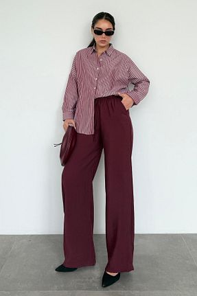 شلوار زرشکی زنانه بافتنی Madmext - کد 932110080