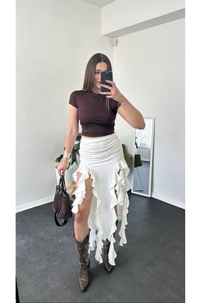 دامن سفید زنانه پارچه Sudelim butik - کد 932108388