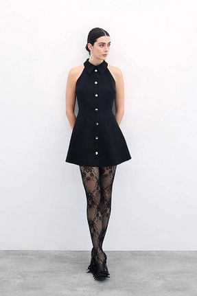 لباس مشکی زنانه بافتنی Sateen - کد 932163669