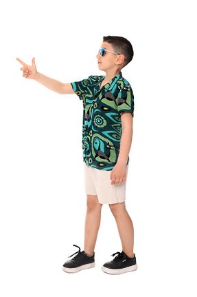 پیراهن سبز بچه گانه یقه پیراهنی S-Ponder - کد 932882642