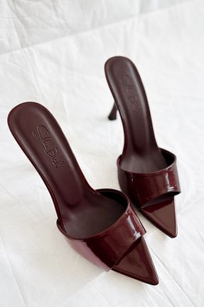 دمپائی زرشکی زنانه چرم لاکی Shoebutik - کد 932171989