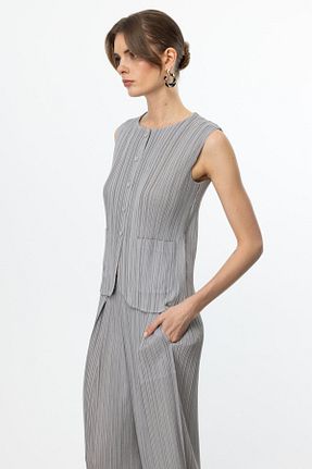 بلوز طوسی زنانه ساده Ekol - کد 932172463
