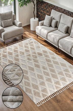 فرش بژ آنتی آلرژی SİMEREV HALI HOME CONSEPT - کد 858457576
