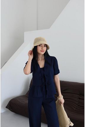 ست بالاتنه و پائین تنه سرمه ای زنانه بافتنی Ekim Store - کد 932187301