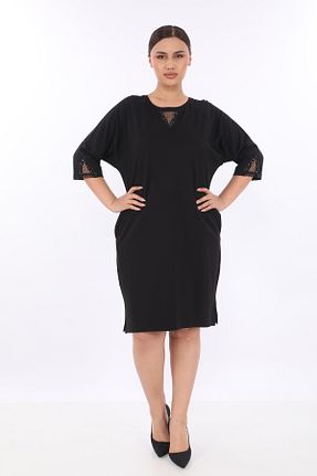 لباس سایز بزرگ مشکی زنانه بافت EXİTLİNE - کد 932886790
