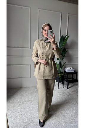 ست بالاتنه و پائین تنه حجاب بژ زنانه رگولار Venoura - کد 930795810