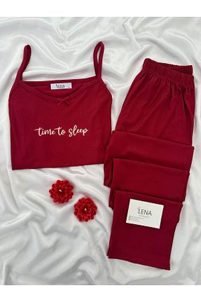 ست لباس راحتی زرشکی زنانه گلدار Lena Homewears - کد 932263446