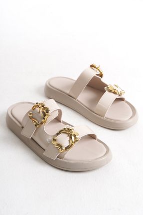 دمپائی بژ زنانه چرم مصنوعی Liza Shoes - کد 932325426