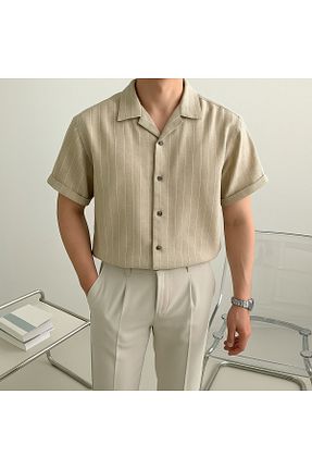 پیراهن قهوه ای مردانه اورسایز Hazhers - کد 904059874