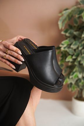 دمپائی مشکی زنانه چرم مصنوعی Taran - کد 817296403