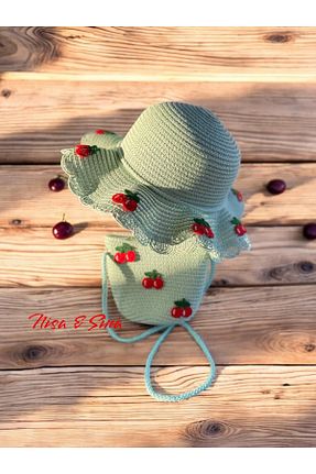کلاه فیروزه ای بچه گانه حصیر NİSASİNA - کد 932385179