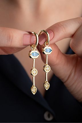 گوشواره نقره طوسی زنانه 925 عیار Silvano Jewelry - کد 932384935