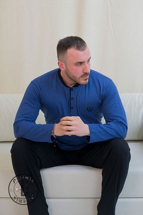 ست لباس راحتی آبی مردانه ساده Pijamia - کد 932382389