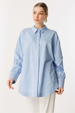 تونیک حجاب آبی زنانه ویسکون Ghisa - کد 932388697