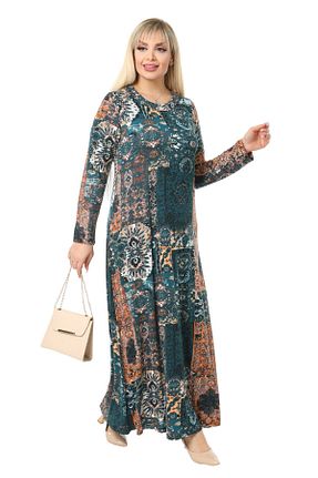 لباس سایز بزرگ آبی زنانه ویسکون Hazinedan - کد 124910642