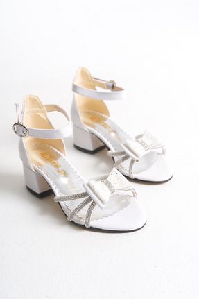 کفش مجلسی سفید بچه گانه پاشنه ضخیم FİNLANDiYA SHOES - کد 932403494