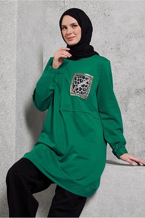 تونیک حجاب سبز زنانه پنبه ای Alvina - کد 882358504
