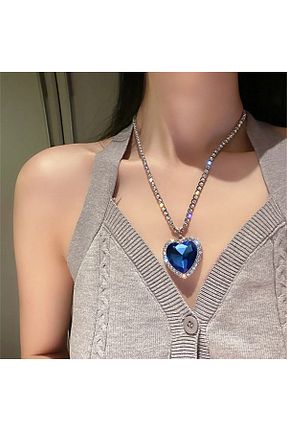 گردنبند جواهر سرمه ای زنانه برنجی byozanyılmaz - کد 932531561