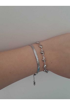 دستبند استیل (فولاد) متالیک زنانه استیل (فولاد) bijoux uniques - کد 932534469