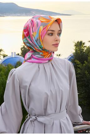 روسری رنگی کرپ ساتن ابریشم Belli - کد 927397516