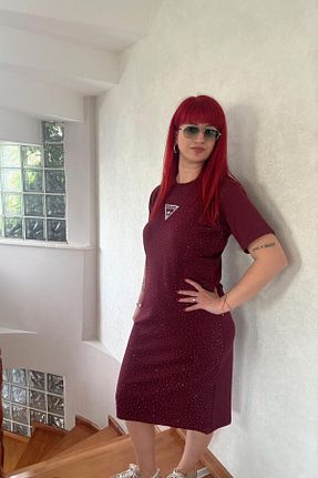 لباس زرشکی زنانه بافتنی Derya butik - کد 932539546