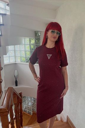 لباس زرشکی زنانه بافتنی Derya butik - کد 932539546