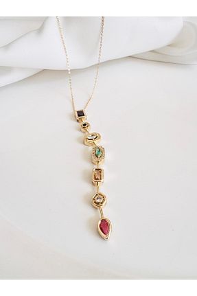 گردنبند جواهر متالیک زنانه زیرکن DEVİ fashion - کد 932556474